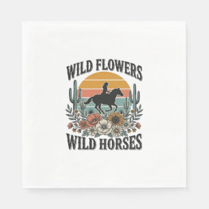 Serviette En Papier Fleurs sauvages Chevaux sauvages Chemise florale o