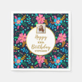 Serviette En Papier Fleurs Sauvages Colorées Anniversaire Photo Person (Devant)