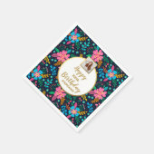 Serviette En Papier Fleurs Sauvages Colorées Anniversaire Photo Person (Coin)