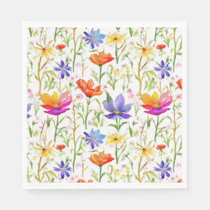 Serviette En Papier Fleurs sauvages colorés dans un champ