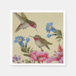 Serviette En Papier Fleurs sauvages d'amis vintages de colibri