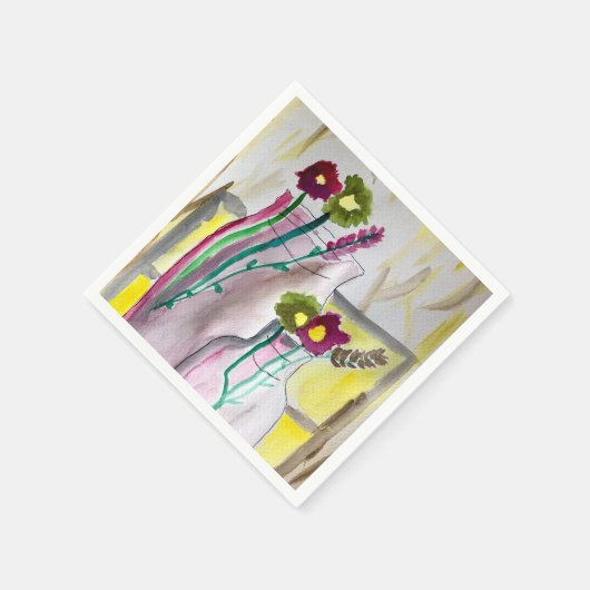 Serviette En Papier Fleurs sauvages dans le vase art abstrait (Coin)