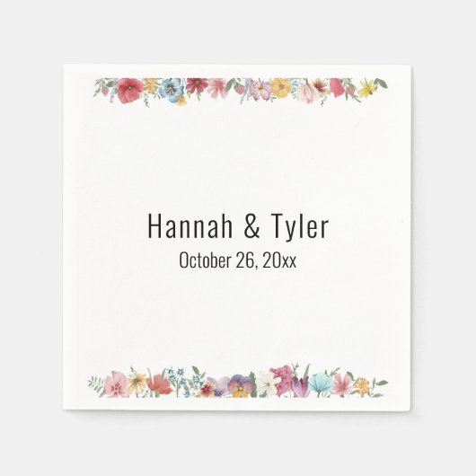 Serviette En Papier Fleurs sauvages d'aquarelle multicolore personnali (Devant)