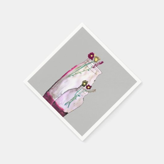 Serviette En Papier Fleurs sauvages d'aquarelle Whimsical en vase (Coin)