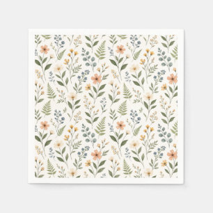 Serviette En Papier Fleurs sauvages de couleurs neutres