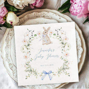 Serviette En Papier Fleurs sauvages de lapin de pré doux pour une baby