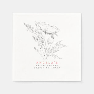 Serviette En Papier Fleurs sauvages dessinées à la main Élégant Minima