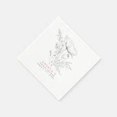 Serviette En Papier Fleurs sauvages dessinés à la main Élégant minimal (Coin)