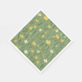 Serviette En Papier Fleurs sauvages D'Été Sur Le Vert (Coin)