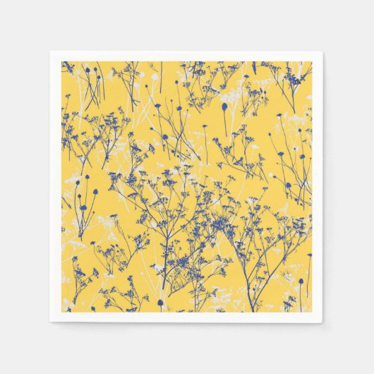 Serviette En Papier Fleurs sauvages élégants sur la moutarde jaune (Devant)