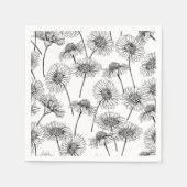 Serviette En Papier Fleurs sauvages en noir et blanc (Devant)