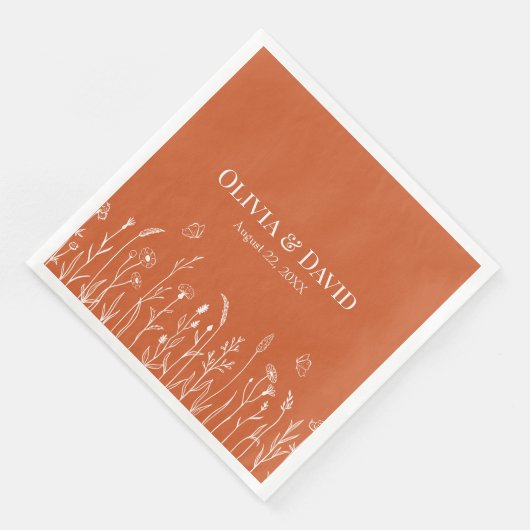 Serviette En Papier Fleurs sauvages et fichiers Butterfiles Mariage se (Coin)