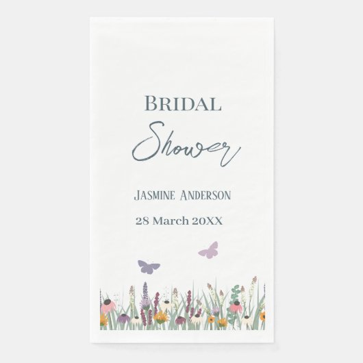 Serviette En Papier Fleurs sauvages et papillons Fête des mariées (Devant)
