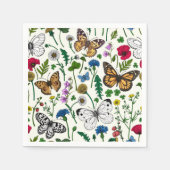 Serviette En Papier Fleurs sauvages et papillons sur blanc (Devant)