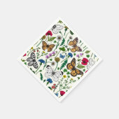 Serviette En Papier Fleurs sauvages et papillons sur blanc (Coin)