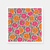 Serviette En Papier Fleurs sauvages Motif rose chaud et orange (Devant)