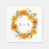 Serviette En Papier Fleurs sauvages orange et jaune Mariage de couronn (Devant)