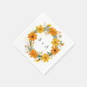 Serviette En Papier Fleurs sauvages orange et jaune Mariage de couronn (Coin)