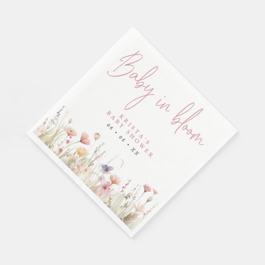 Serviette En Papier Fleurs sauvages roses bébé dans le Baby shower en (Coin)