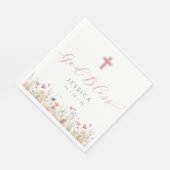 Serviette En Papier Fleurs sauvages roses et Baptême béni de Dieu croi (Coin)