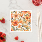 Serviette En Papier Fleurs sauvages rouges Aquarelle Art (En situation)