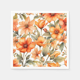Serviette En Papier Fleurs sauvages rouges Aquarelle Art