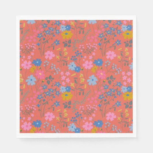 Serviette En Papier Fleurs sauvages rouges Boho modernes (Devant)