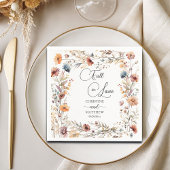 Serviette En Papier Fleurs sauvages s'éprennent Mariage élégant