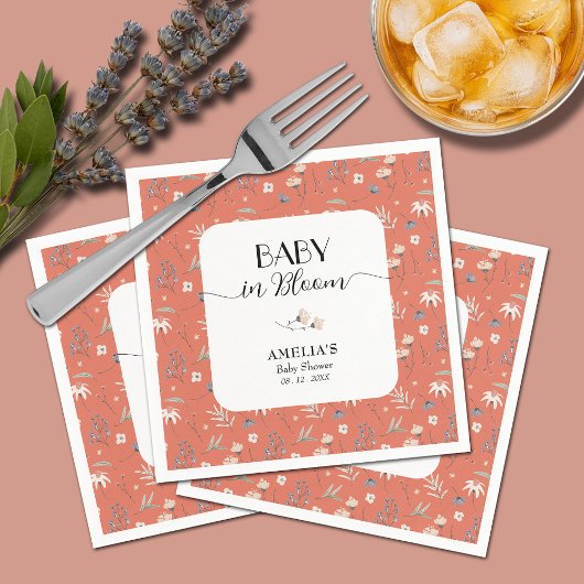 Serviette En Papier Fleurs sauvages sur le Baby shower de Terracotta