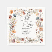 Serviette En Papier Fleurs sauvages Tomber en amour Mariage élégant (Devant)