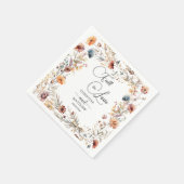 Serviette En Papier Fleurs sauvages Tomber en amour Mariage élégant (Coin)