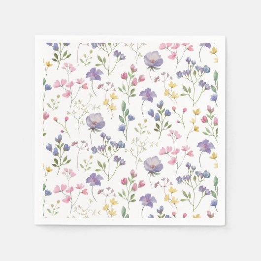 Serviette En Papier Fleurs sauvages violettes (Devant)