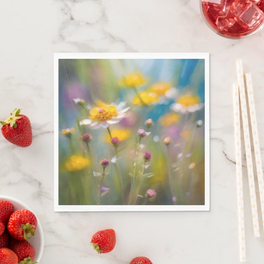 Serviette En Papier Fleurs sauvages Whimsical Dans Le Vent (En situation)