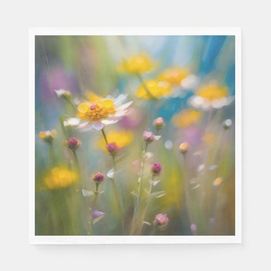 Serviette En Papier Fleurs sauvages Whimsical Dans Le Vent (Devant)