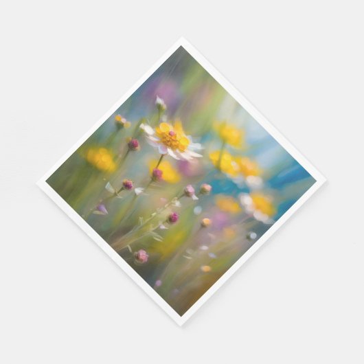 Serviette En Papier Fleurs sauvages Whimsical Dans Le Vent (Coin)