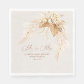 Serviette En Papier Fleurs séchées Boho et Mariage en herbe Pampas (Devant)