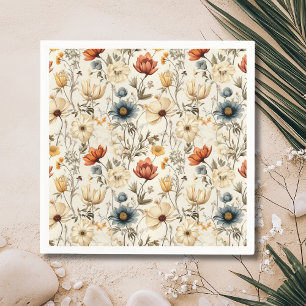 Serviette En Papier Fleurs séchées vintage sauvages Terracotta marine
