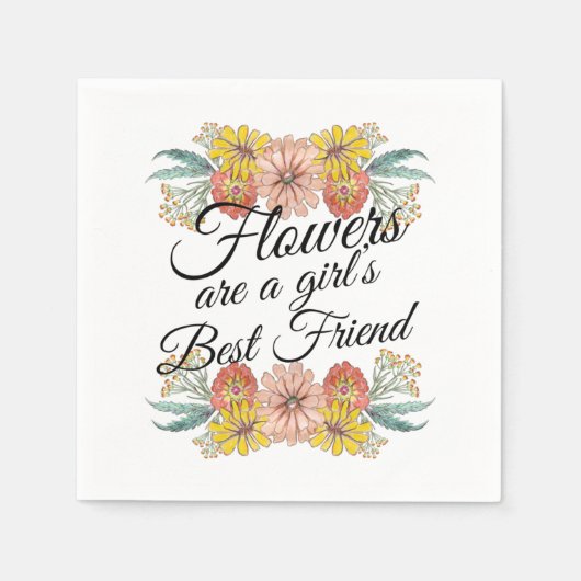 Serviette En Papier Fleurs sont une fille meilleur ami - Zinnia Art (Devant)