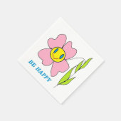SERVIETTE EN PAPIER FLEURS "SOYEZ HEUREUX" (Coin)