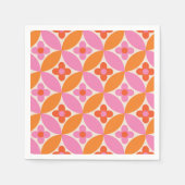 Serviette En Papier Fleurs sur les cercles rose orange du milieu du si (Devant)