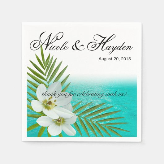 Serviette En Papier Fleurs tropicales de la plage d'Aloha (Devant)