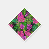 Serviette En Papier Fleurs tropicales et plantes en noir (Coin)