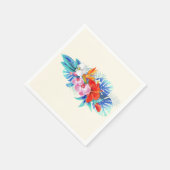 Serviette En Papier Fleurs tropicales exotiques en rose et en aqua (Coin)