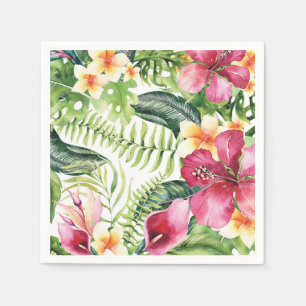 Serviette En Papier Fleurs Tropicales Feuilles Fête de Mariage Florale