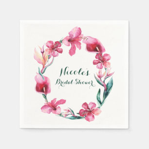 Serviette En Papier Fleurs tropicales hawaïennes Élégante fête de mari