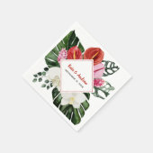 Serviette En Papier Fleurs tropicales Monstera Leaf Mariage botanique (Coin)