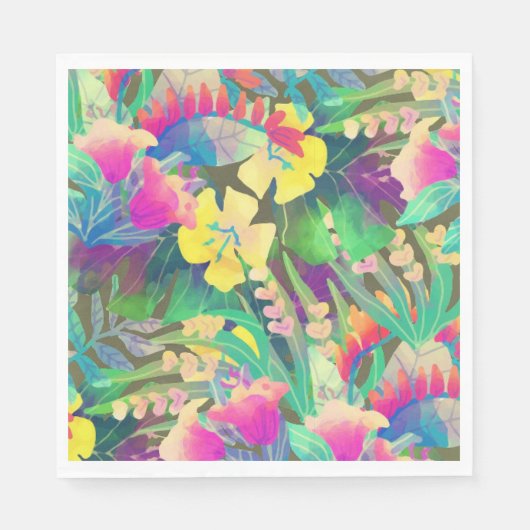 Serviette En Papier Fleurs tropicales Pastel (Devant)