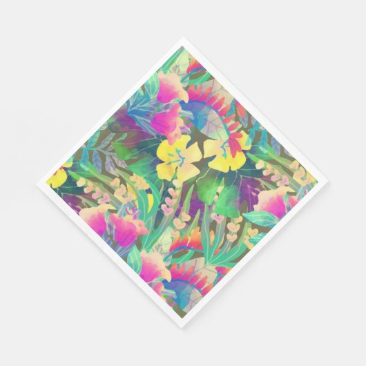 Serviette En Papier Fleurs tropicales Pastel (Coin)