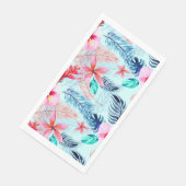 Serviette En Papier Fleurs tropicales roses (Coin)