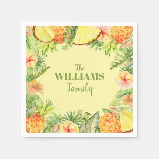 Serviette En Papier Fleurs tropicales Verdure fruitée (Devant)